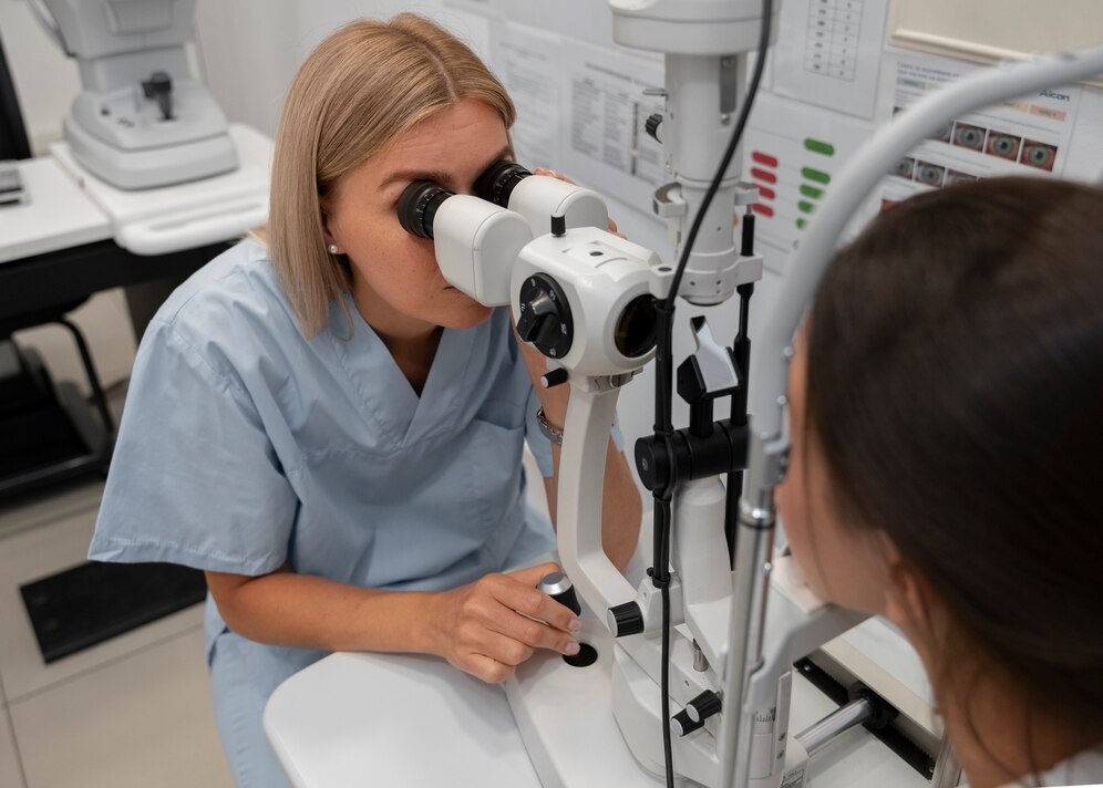 Consultorio oftalmológico con equipamiento científico